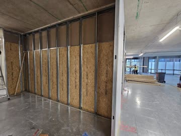Stud framing across an office floor plate in Dublin