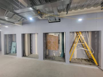 Full corridor run of partition walls