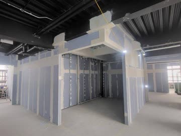 Beam encasement and partitions - lower floor