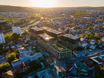 Palas Campus, Iași, from the air at dusk