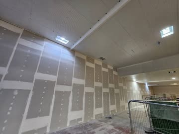 Open area - moisture-resistant boarding and tape & joint