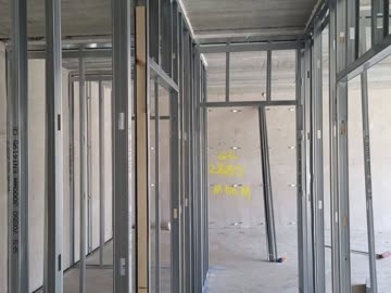 Corridor partitions framed out and ready for boarding