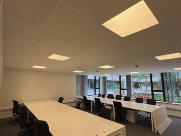Finished open-plan office in use after handover